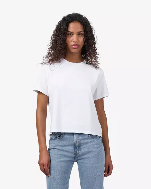 Colorful Standard Organic Boxy Crop Tee Optical White Damen T-Shirt weiß